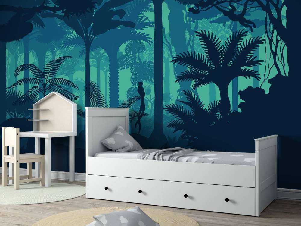 Blue jungle silhouette