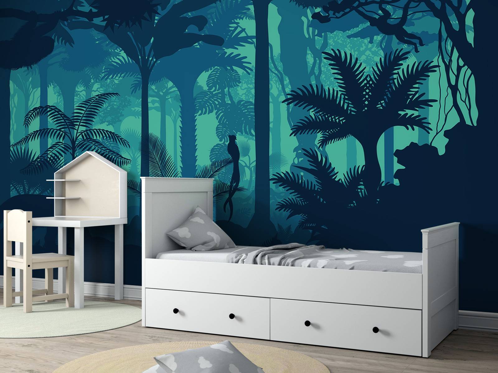 Blue jungle silhouette