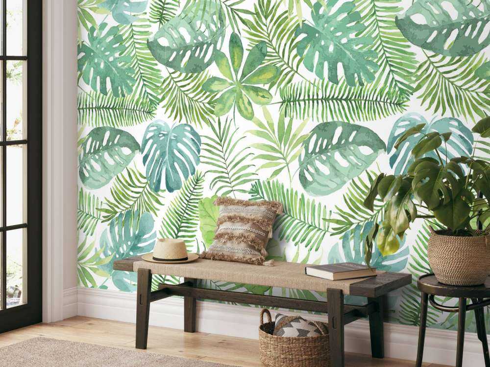 Tropical watercolour leaves