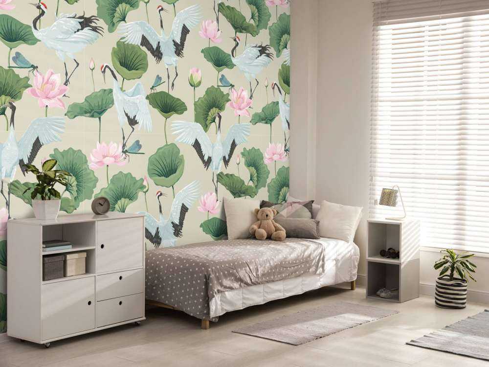 Witte kraanvogels, lichtbruin