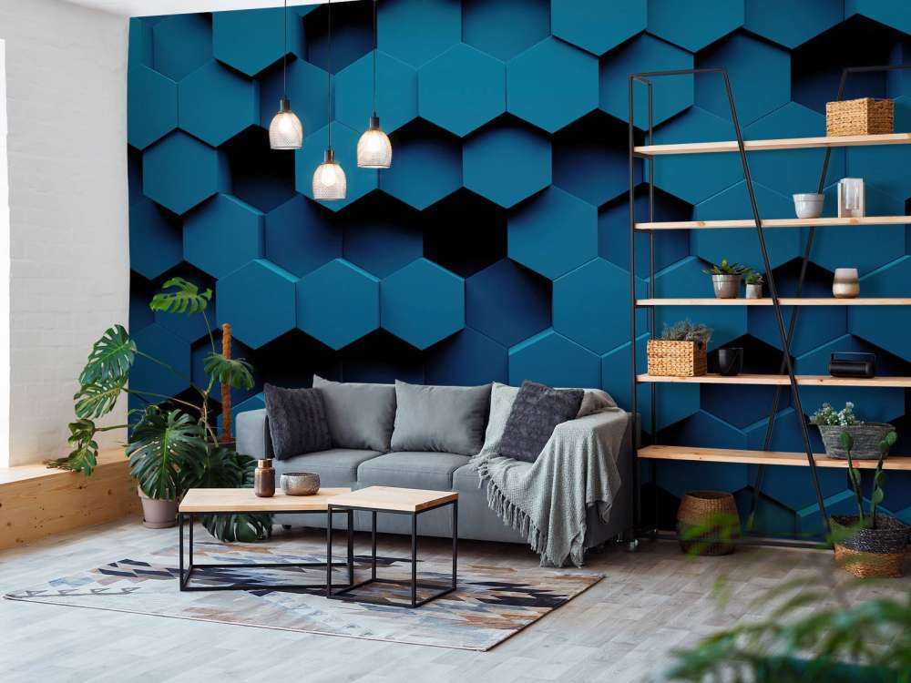 Dark blue hexagons