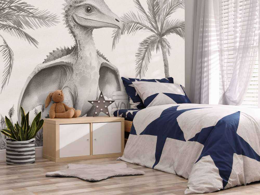 Baby pteranodon in the beige jungle