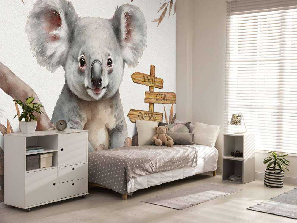 Baby koala in the jungle taupe