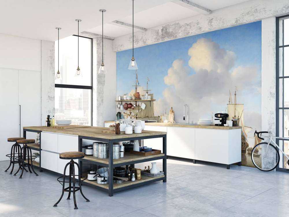 Photo wallpaper Rijksmuseum. Dutch ships on a calm sea.