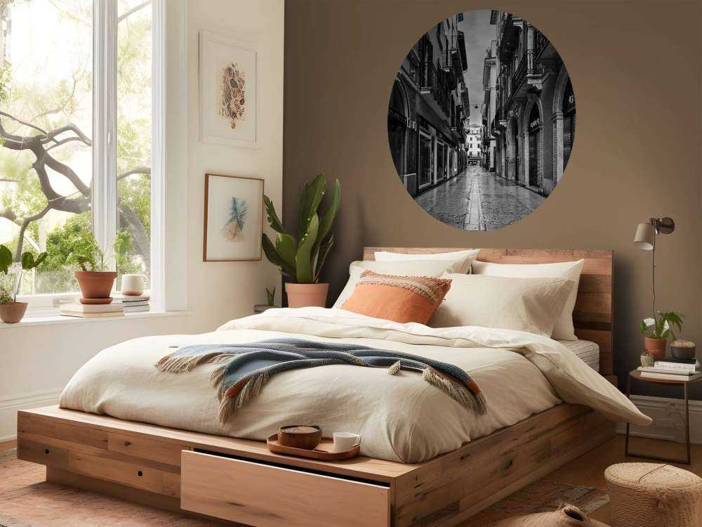 Shopping street in black and white