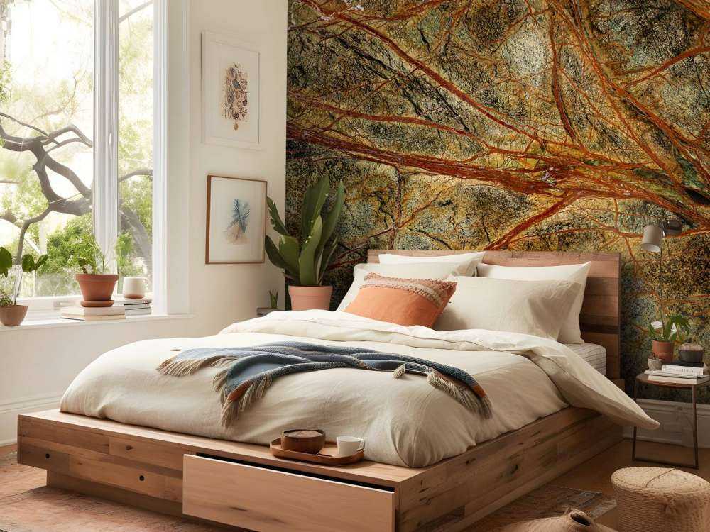 Green marble with coloured veins