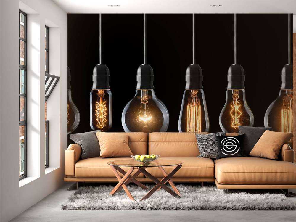 Lamps on a black background