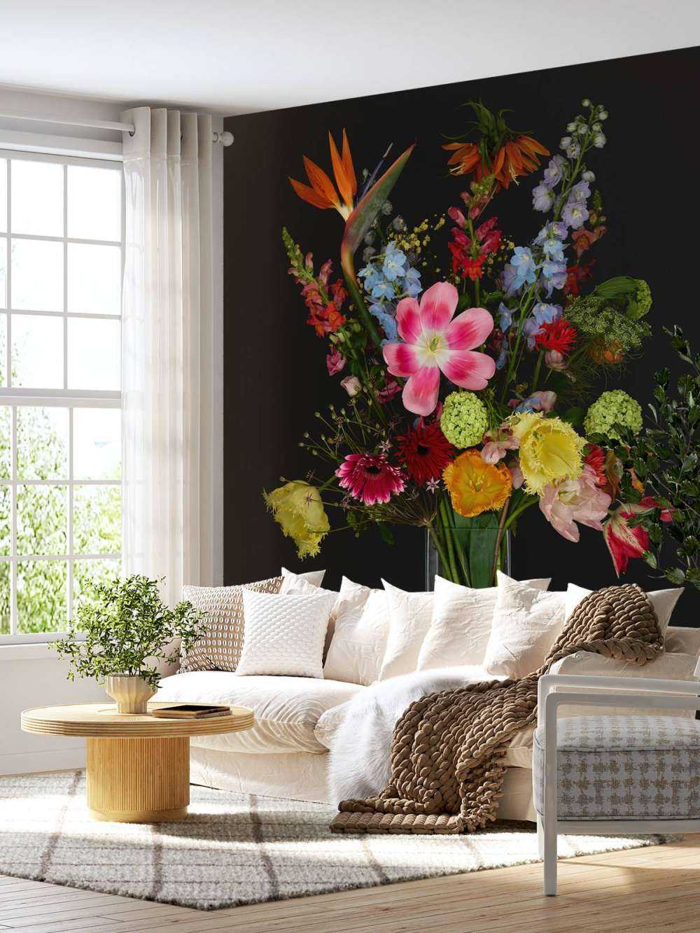 Bouquet of flowers in glass vase