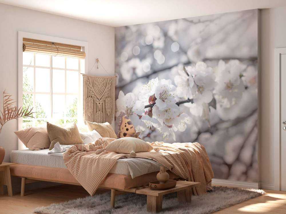 Butterfly with white blossoms