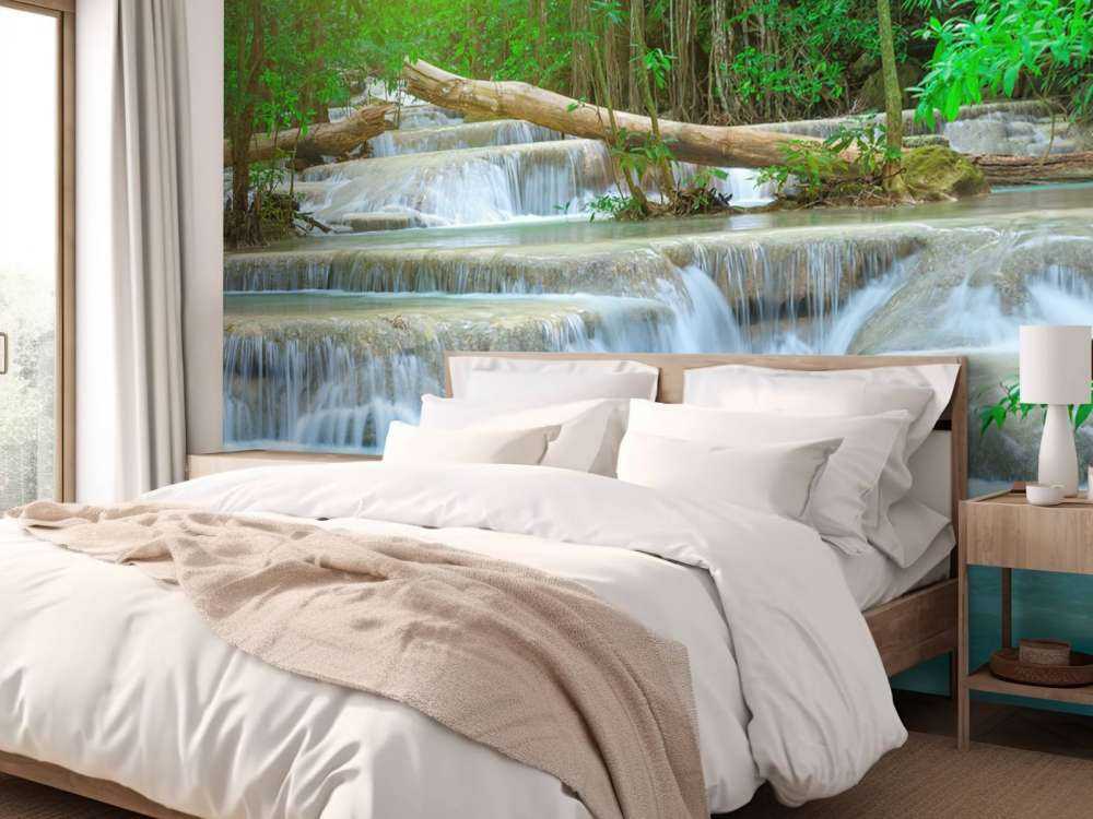 Wide waterfall in the forest