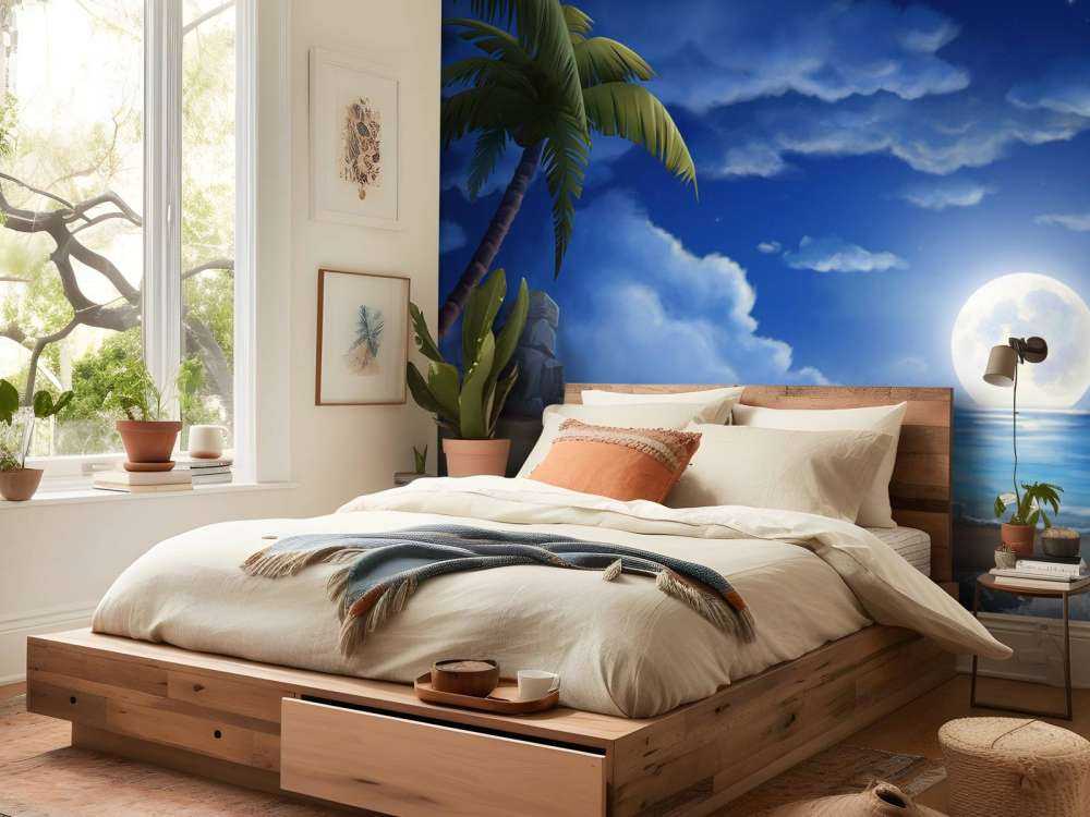 Beautiful beach at night