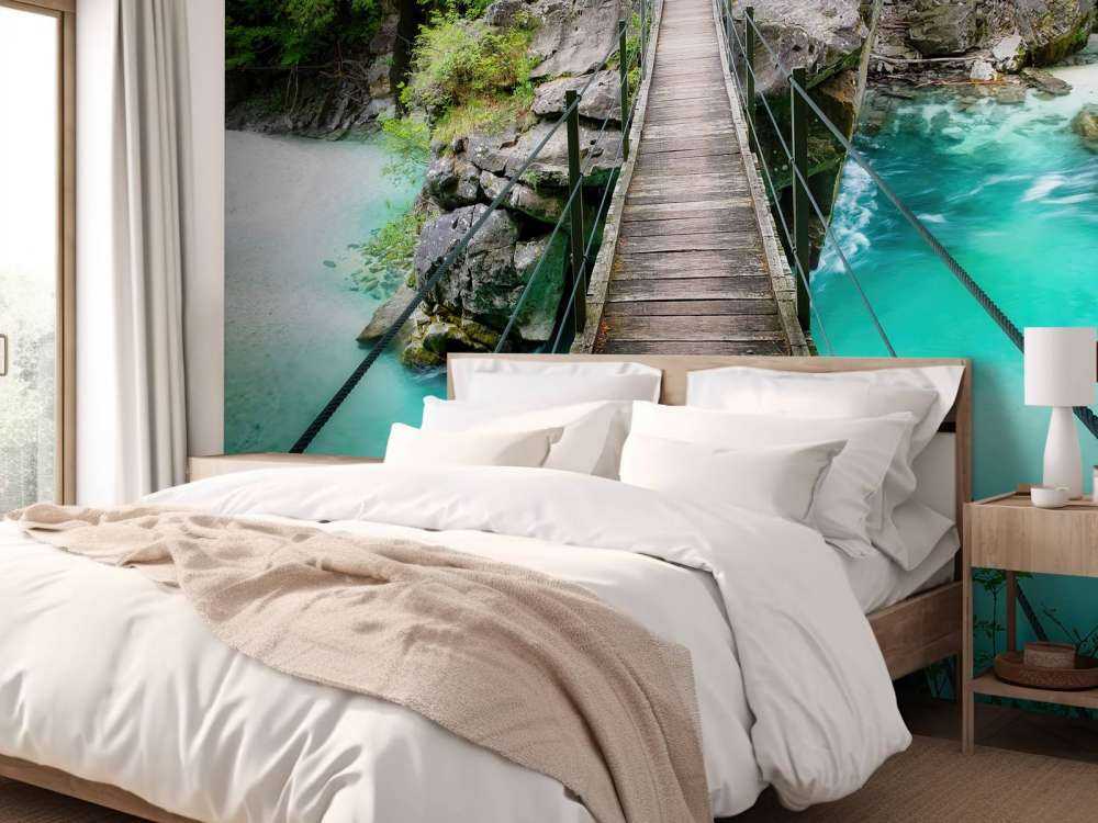 Bridge over beautiful blue river