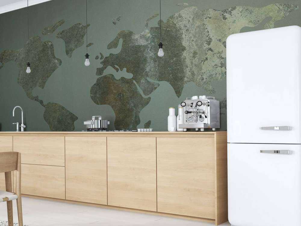 Green world map with structure