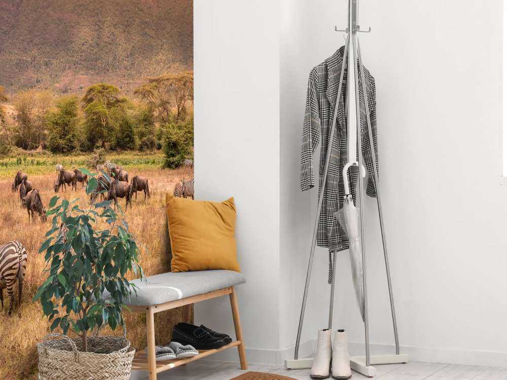 Savanna landscape with zebras