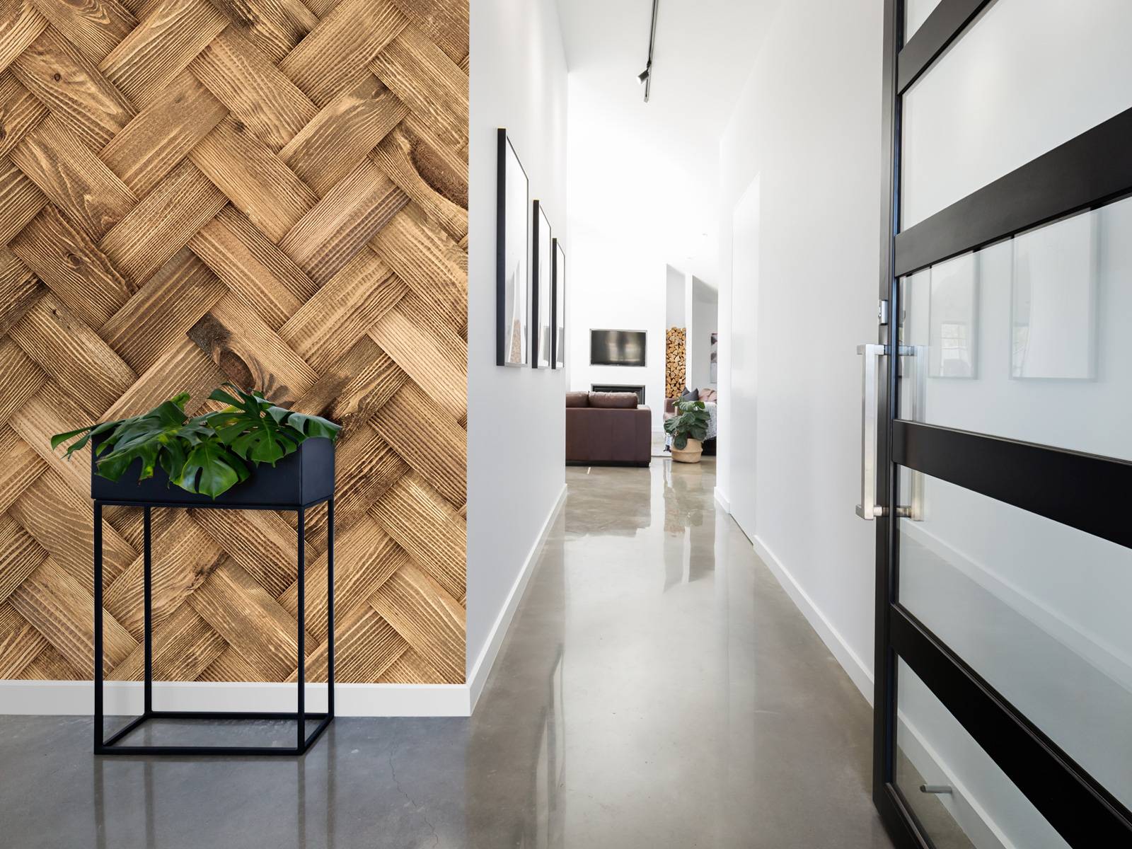 Natural wooden herringbone