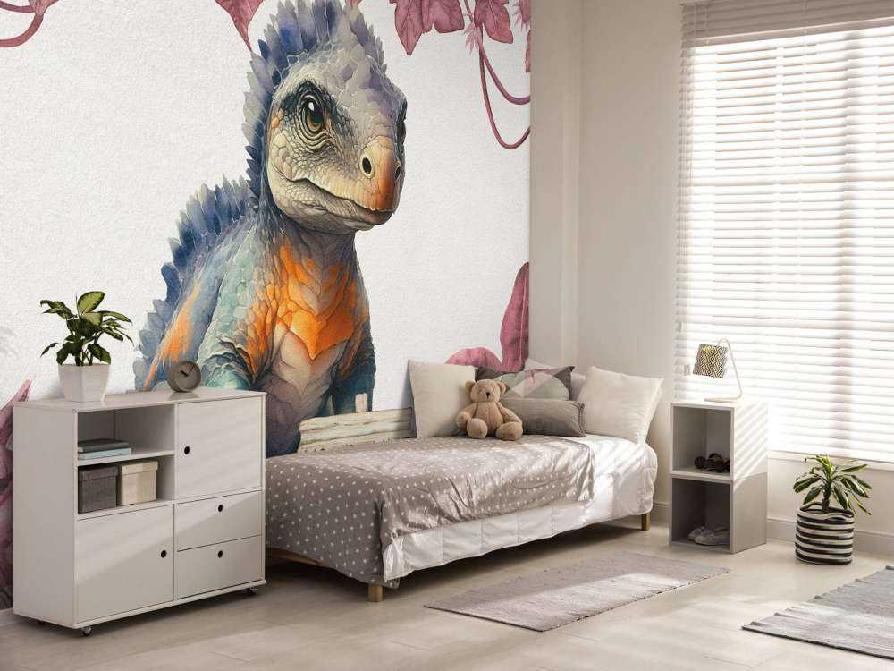 Baby ankylosaurus in the pink jungle