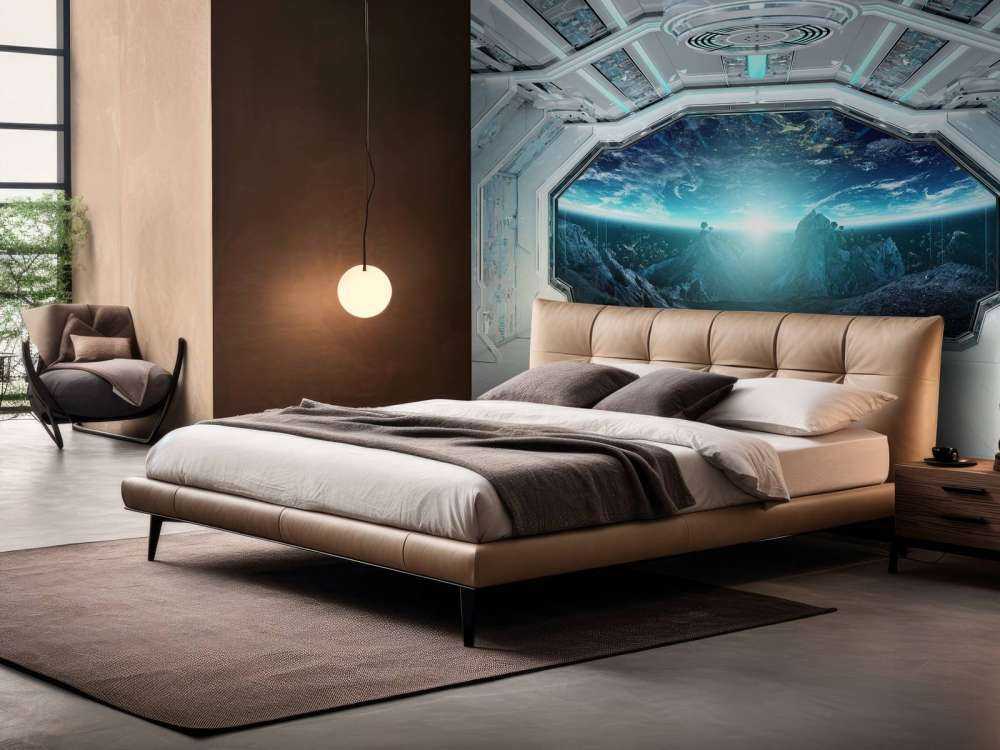 Spaceship with view on a planet