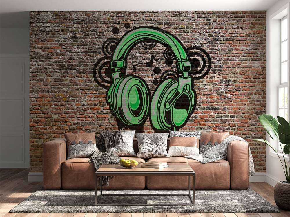 Graffiti on old brick wall