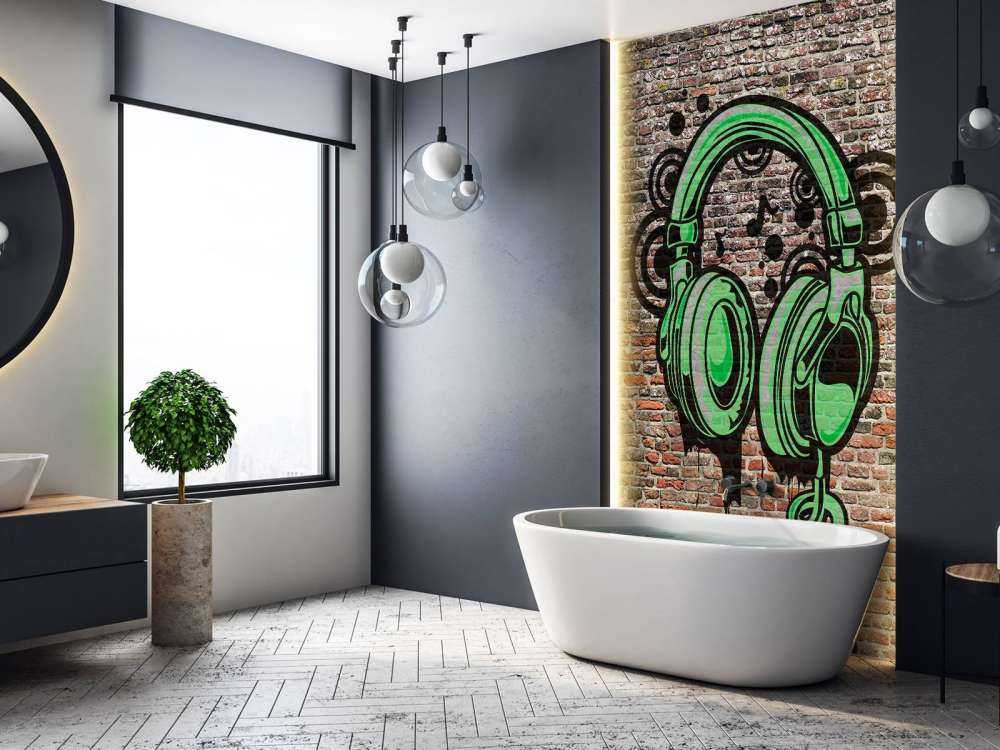 Graffiti on old brick wall