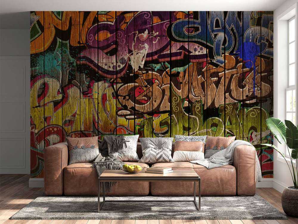 Graffiti on wood