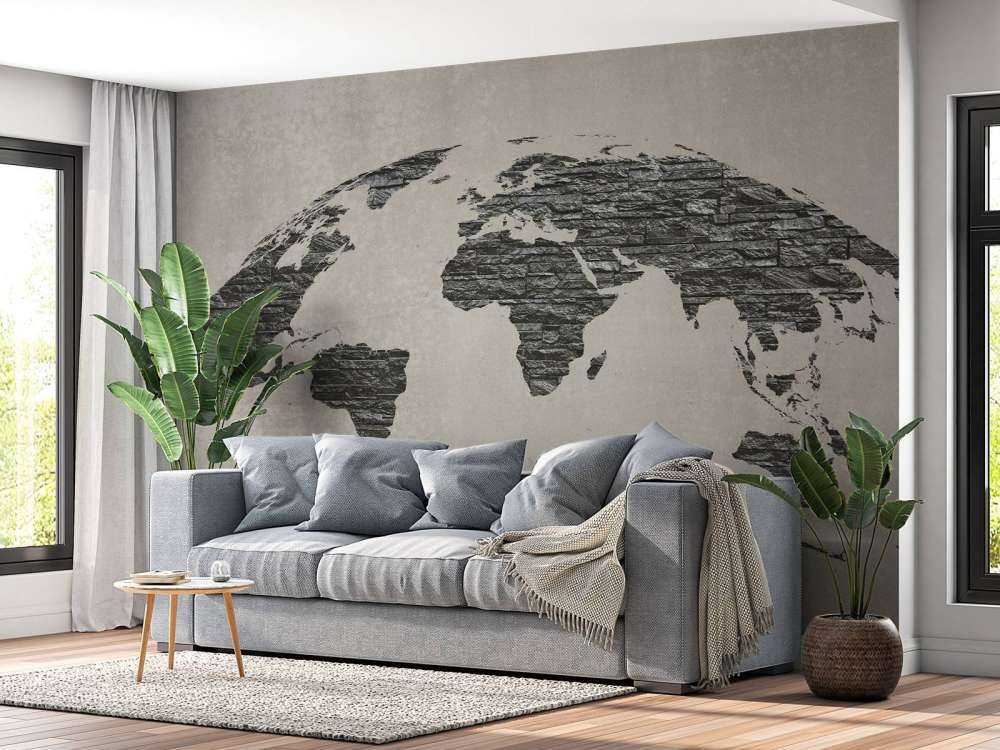 World map dark stones