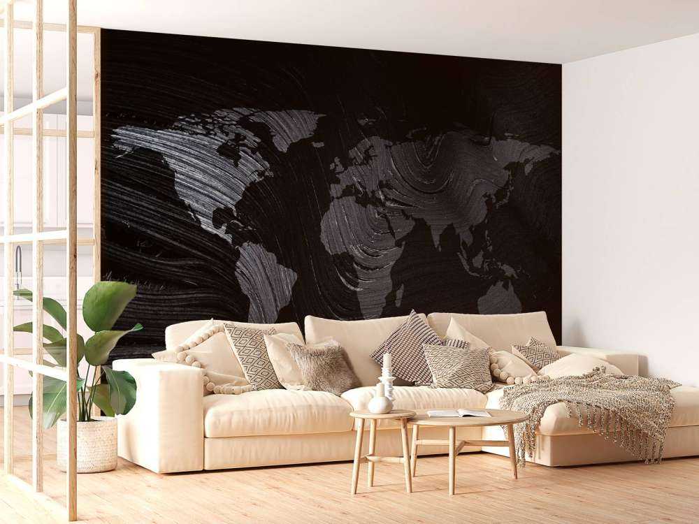 World map on a palm leaf