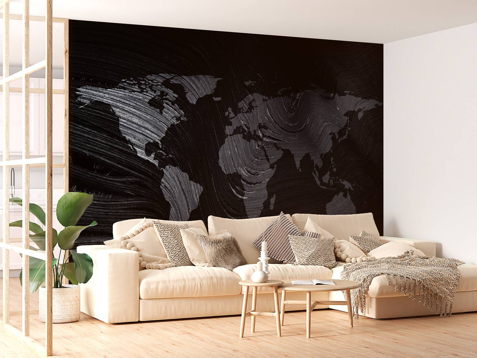 World map on a palm leaf