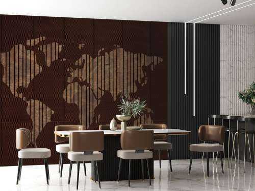 World map with wood structure