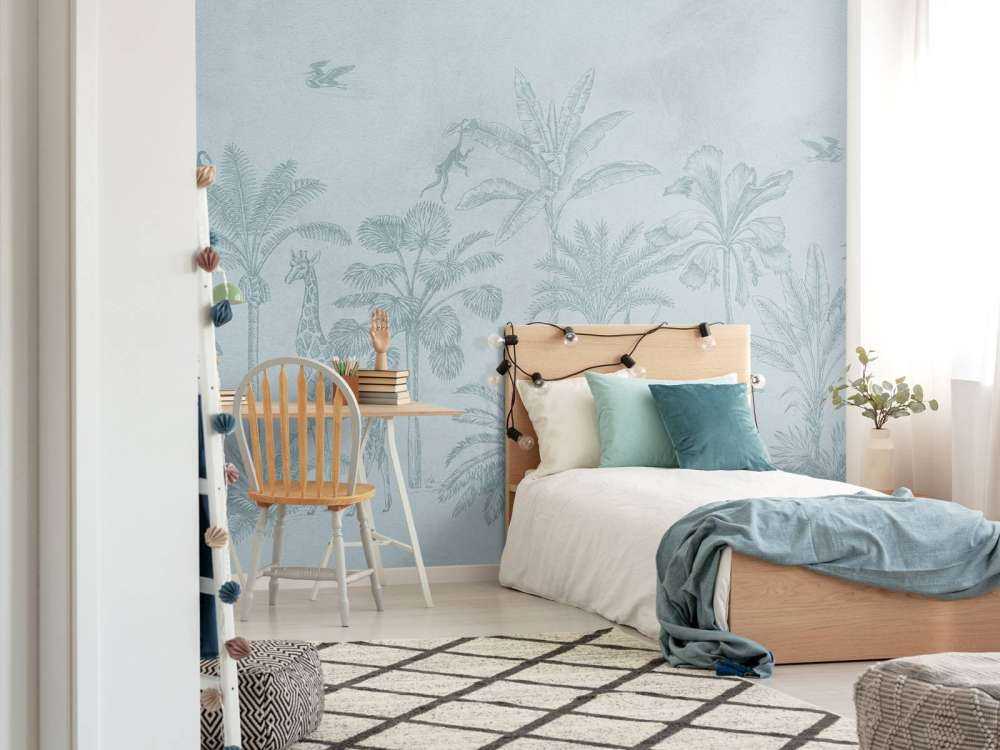 Tropical animal jungle blue