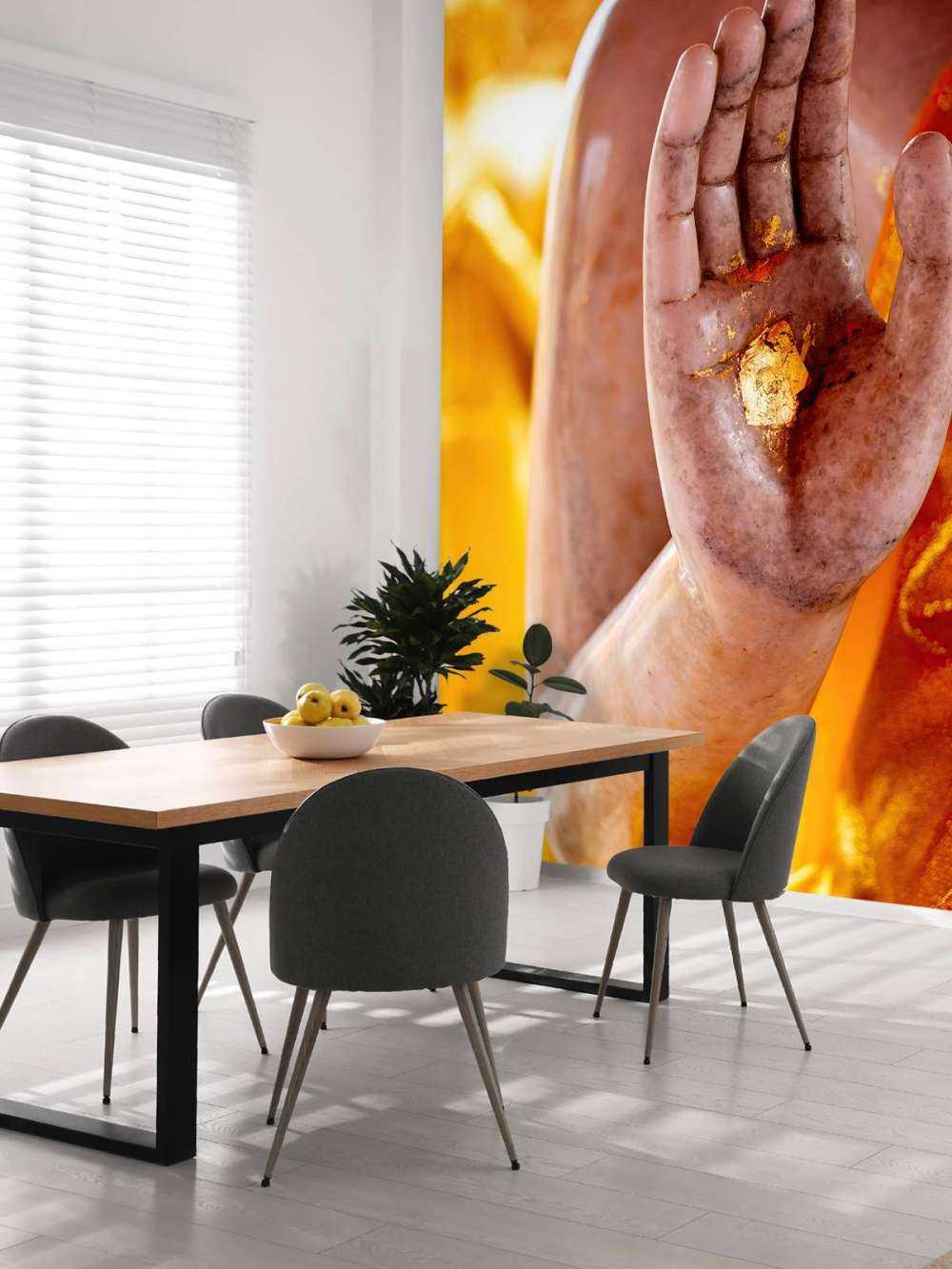 Palm with gold plaque Temple complex Bangkok (Thailand)  