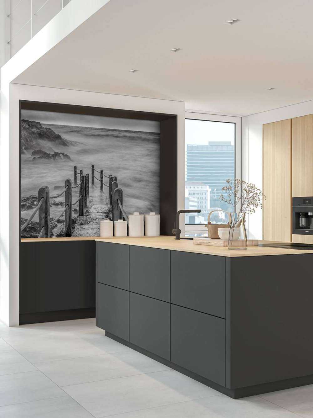 Wooden bridge to fog