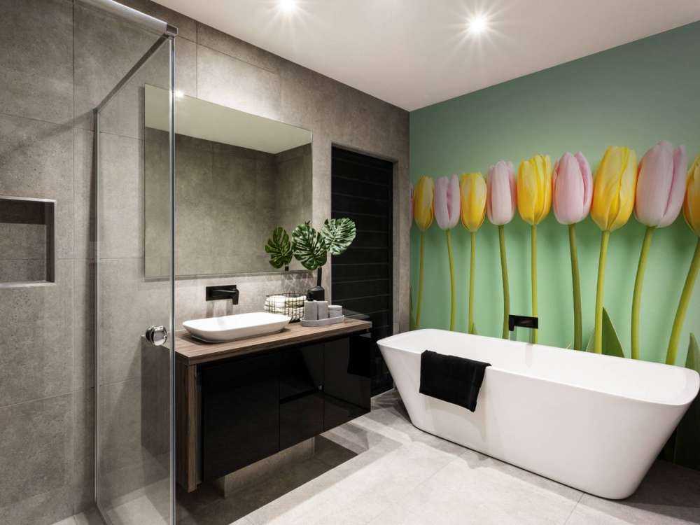 Tulips on mint green background