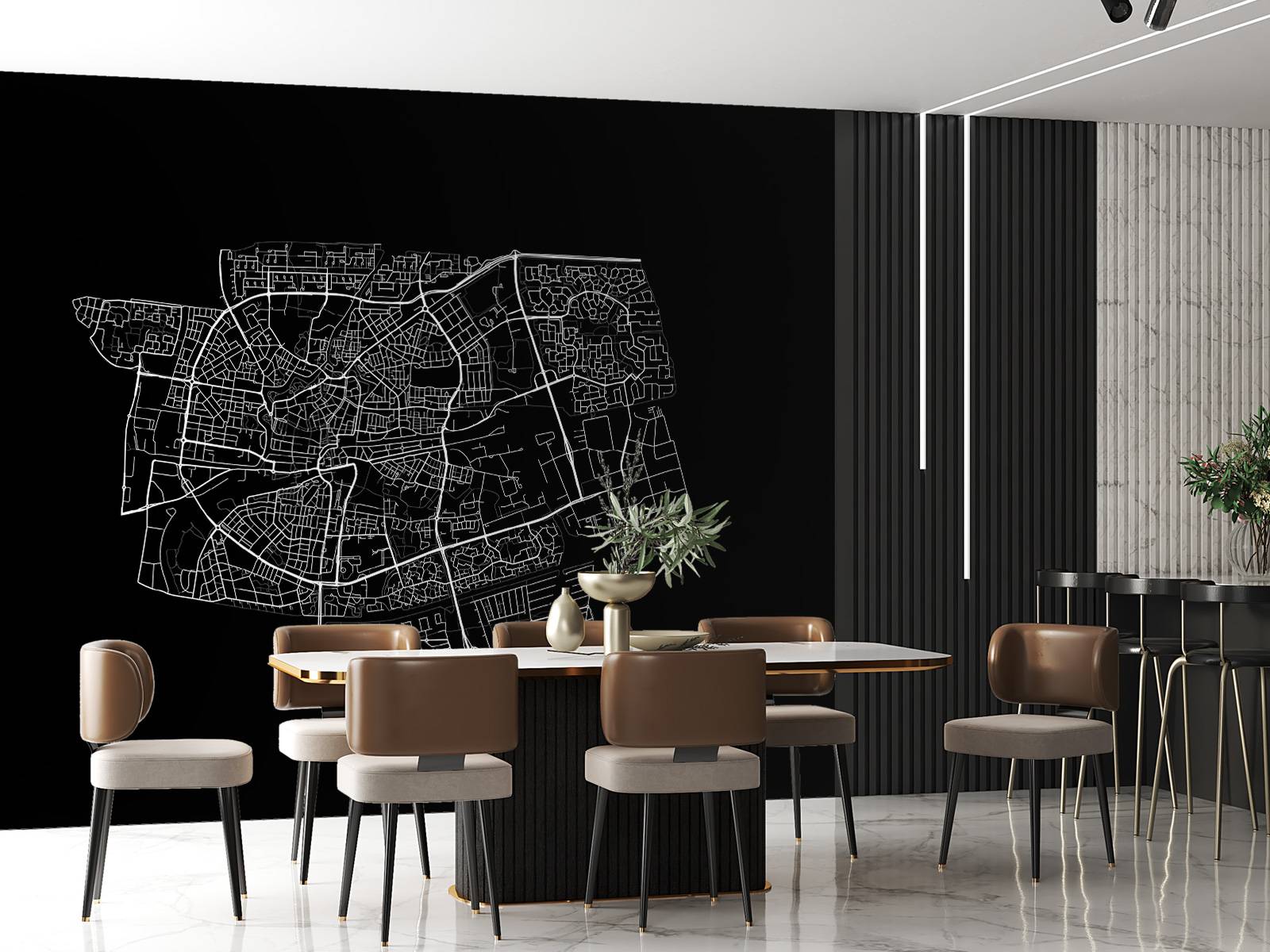 Map of Leeuwarden, black