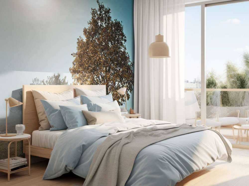 Line of trees in the mist