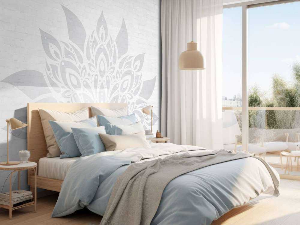 Light gray Mandala On Brick