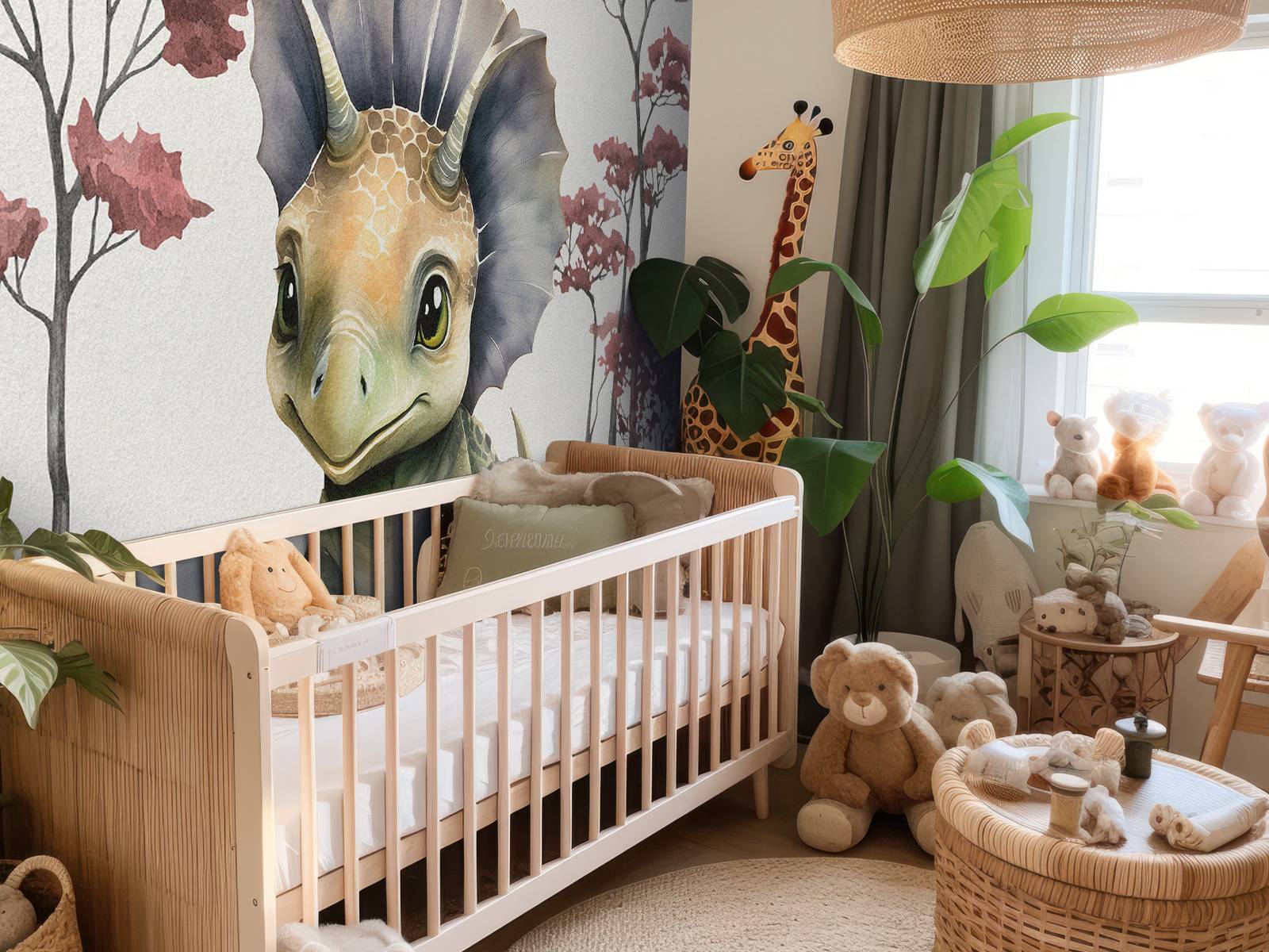 Baby triceratops in the pink jungle