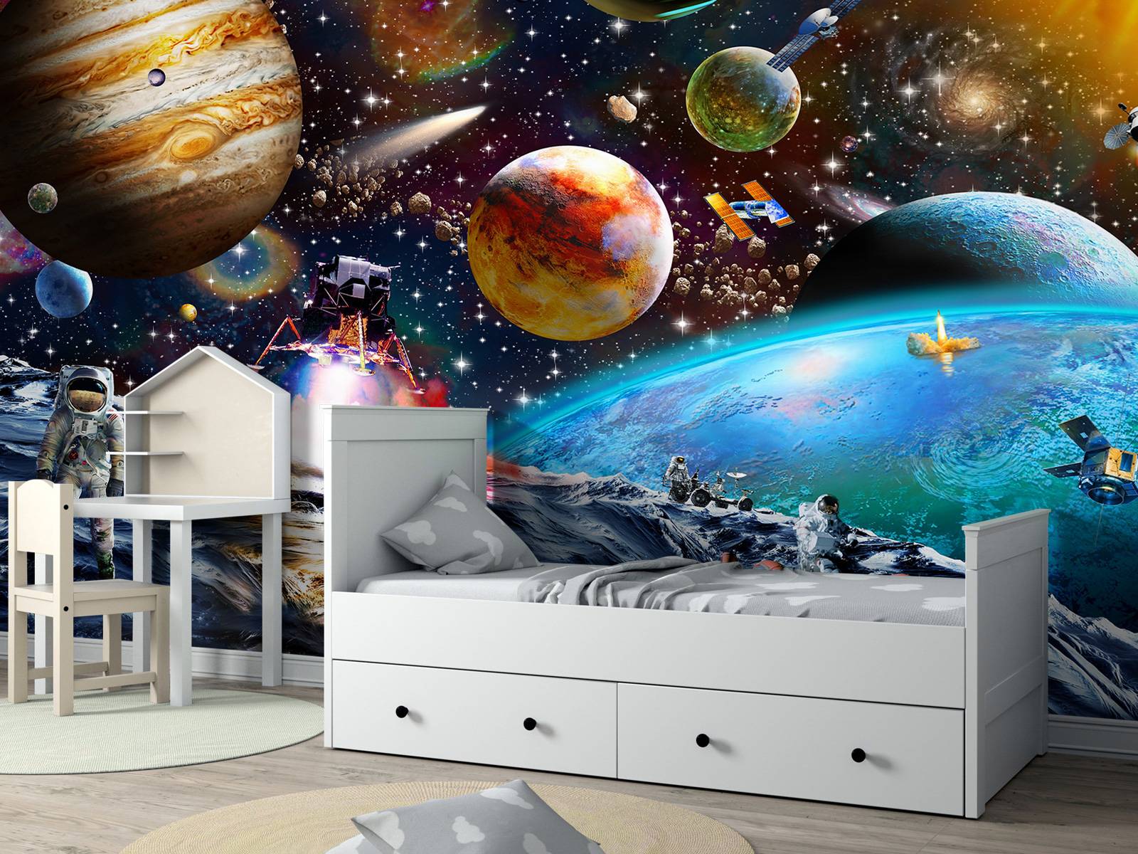Space Galaxy Stars Planets Cosmos Wallpaper Mural – Photo Poster For Bedroom Living Room Office