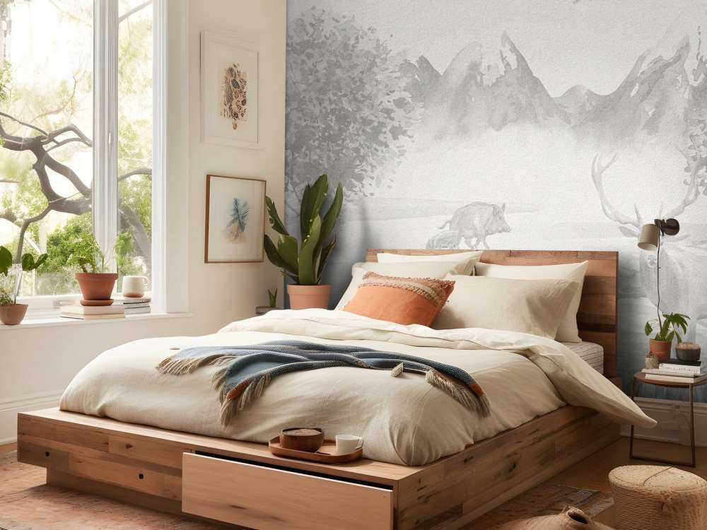 Forest animals in shades of grey