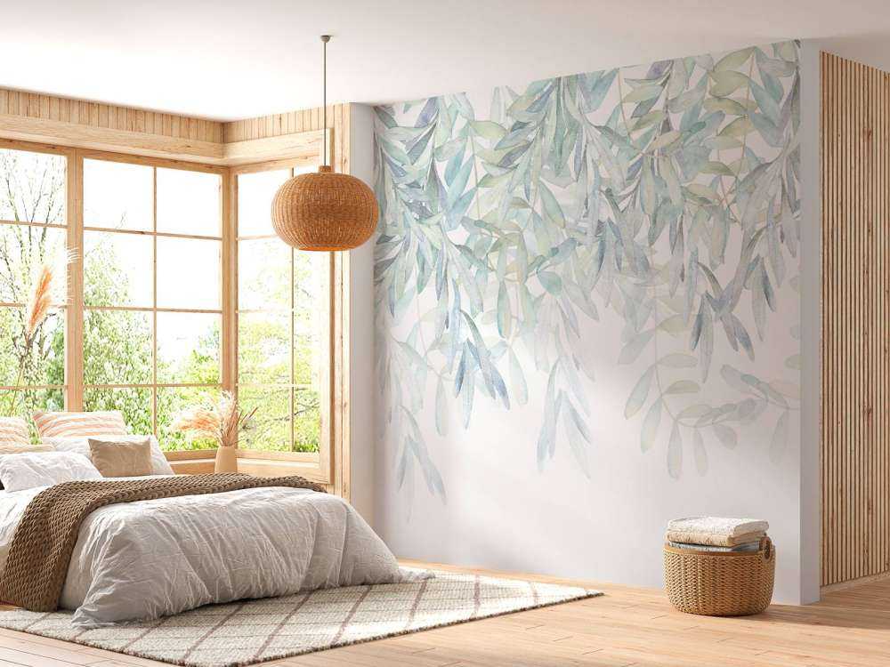 Pastel coloured watercolour leaves