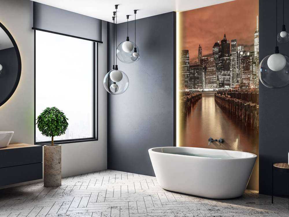 Manhattan skyline with breakwaters