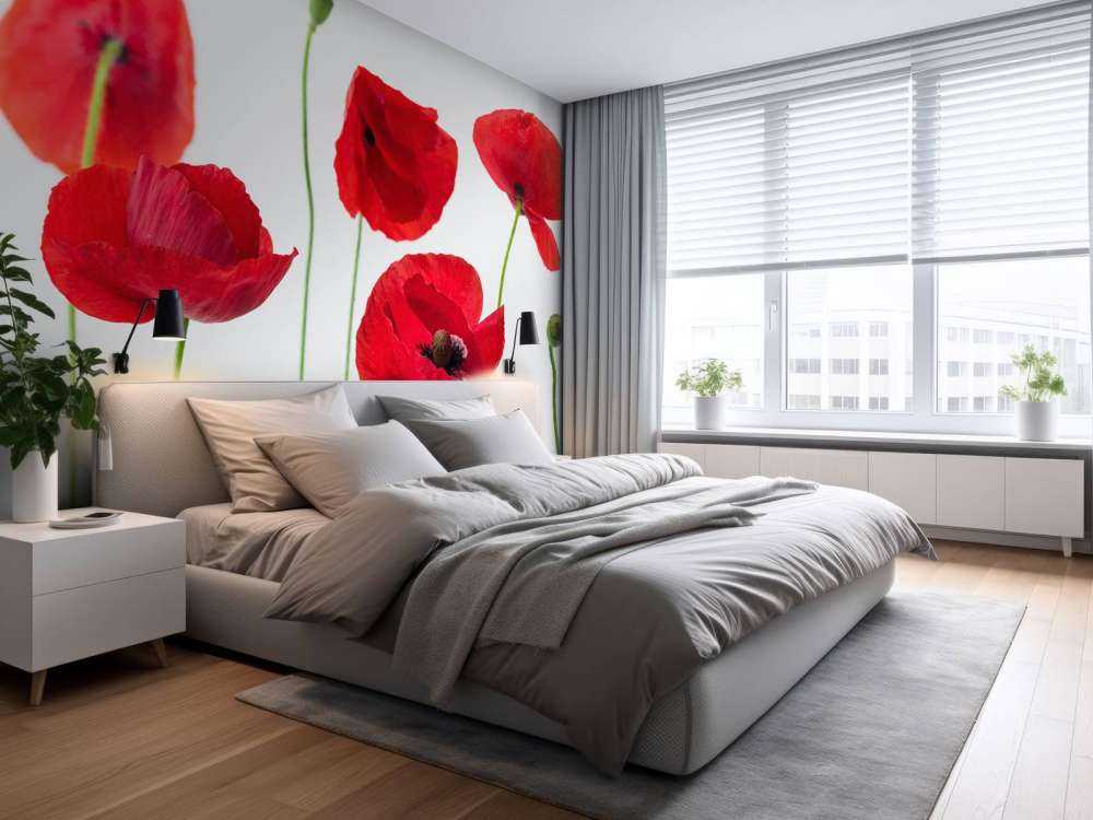 Poppies on white background