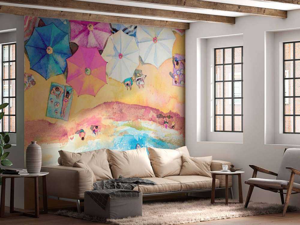 Beach with umbrellas