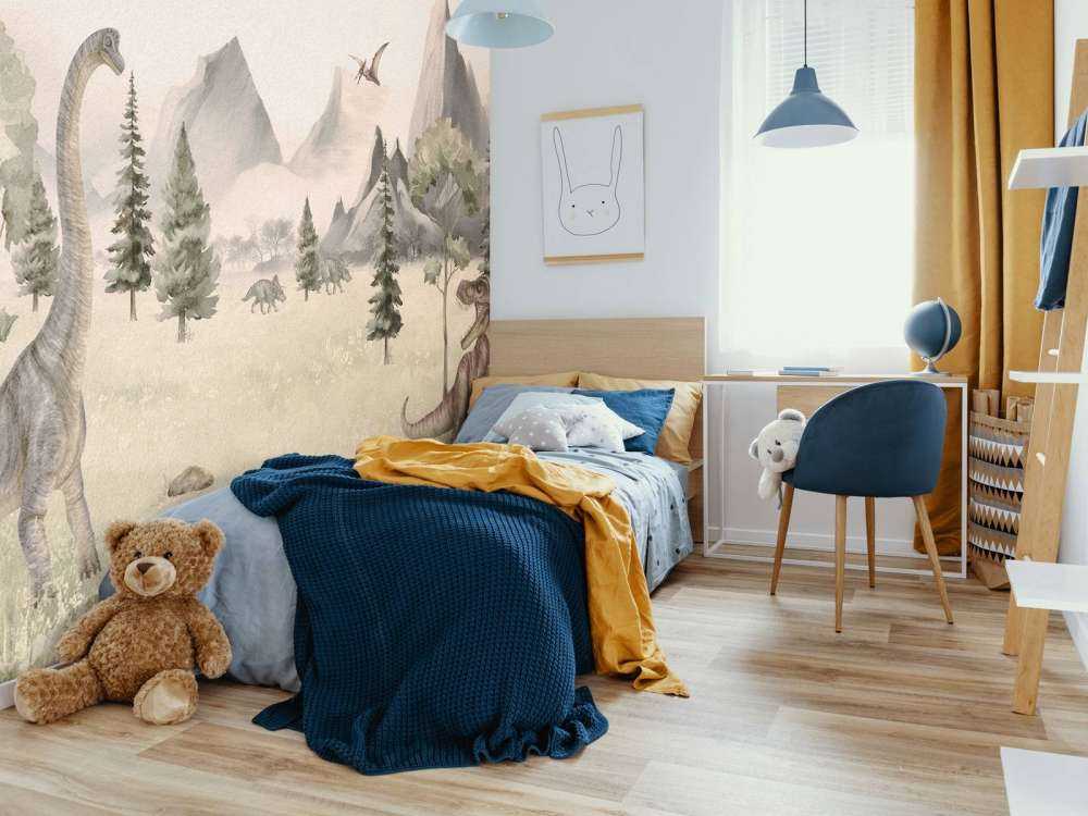 Landscape with dinosaurs in beige