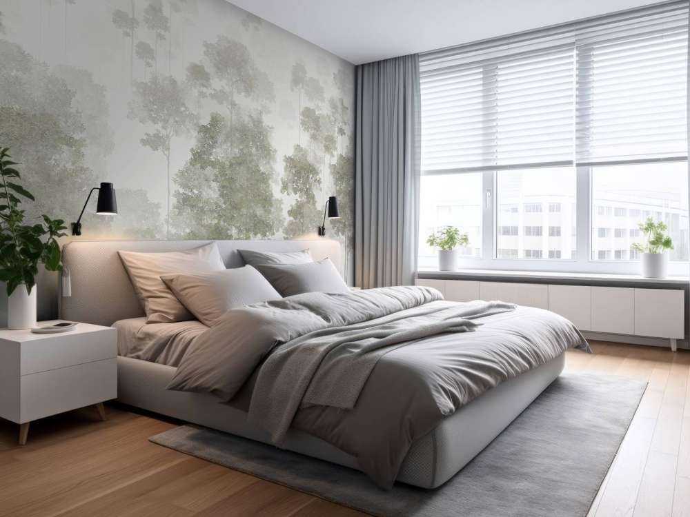 Drawn forest in the mist