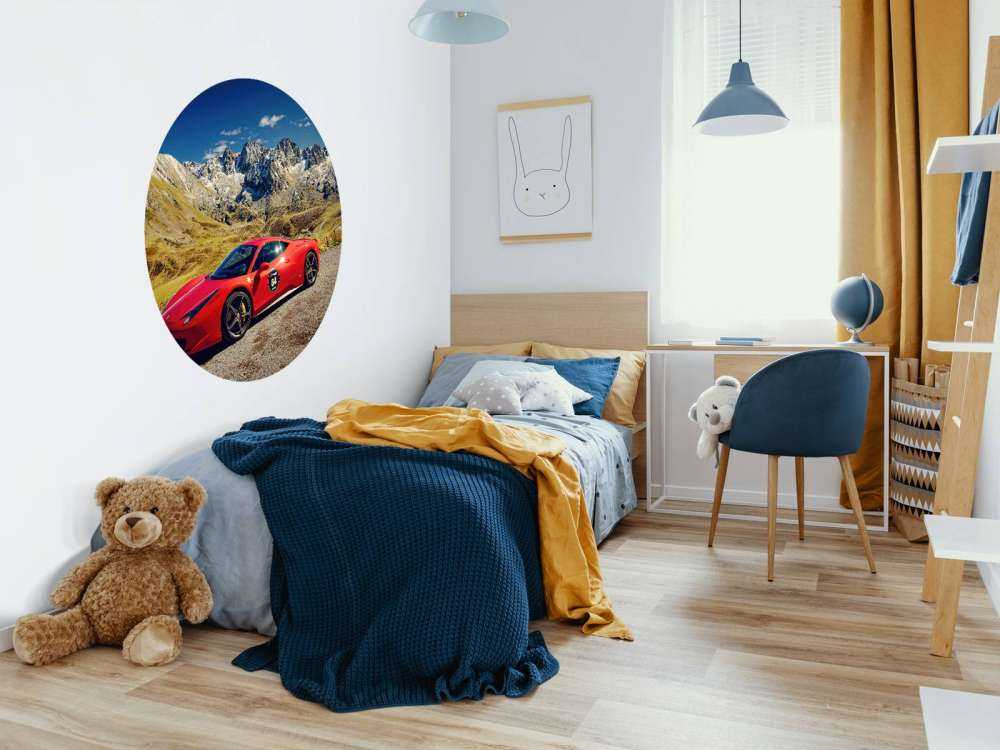 Ferrari 458 with the mountain peaks