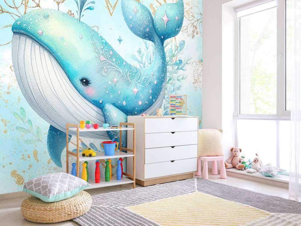 Magical whale in ocean dreams