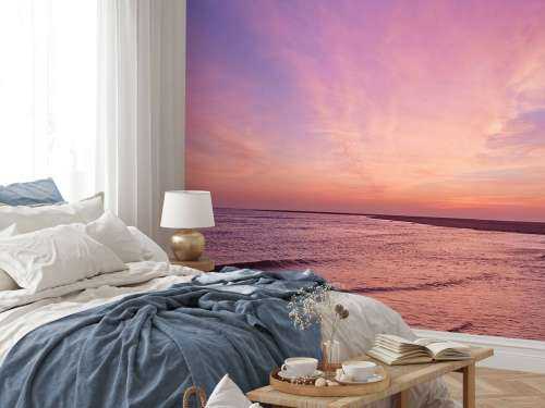 Beach with pink sunset - Wallpaper