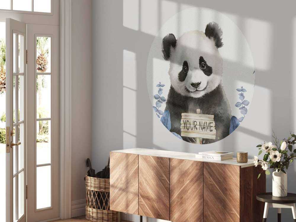 Baby panda in the jungle blue