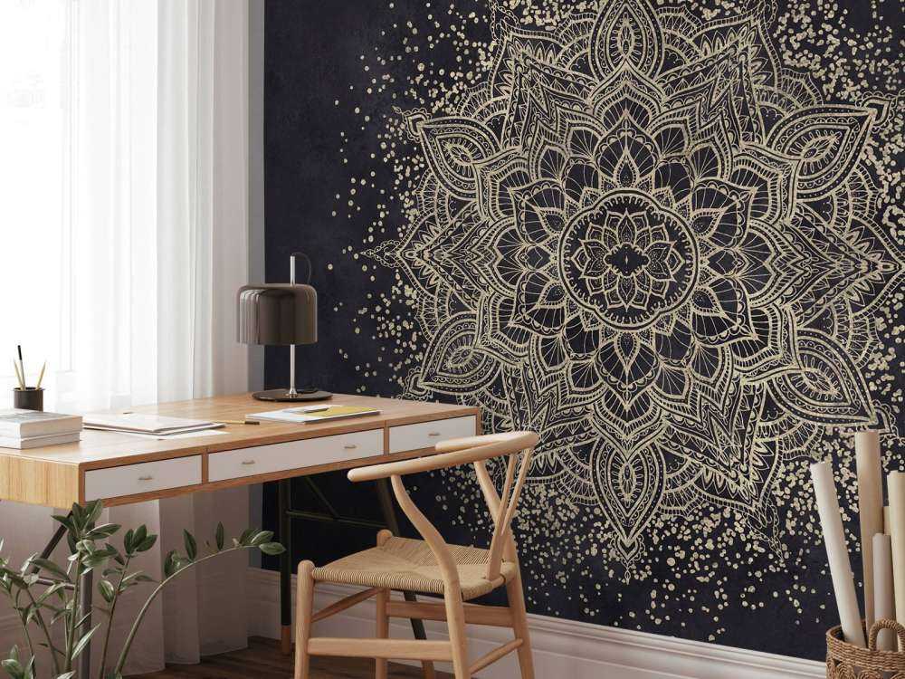 Golden Sparkling Mandala - dark navy