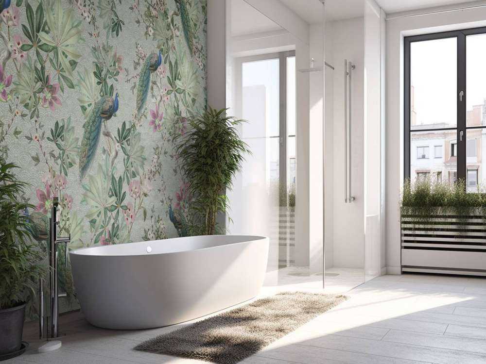 Vintage garden peacocks - mint green